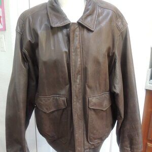 Vintage Saville Row Brown Leather Bomber Jacket XL
